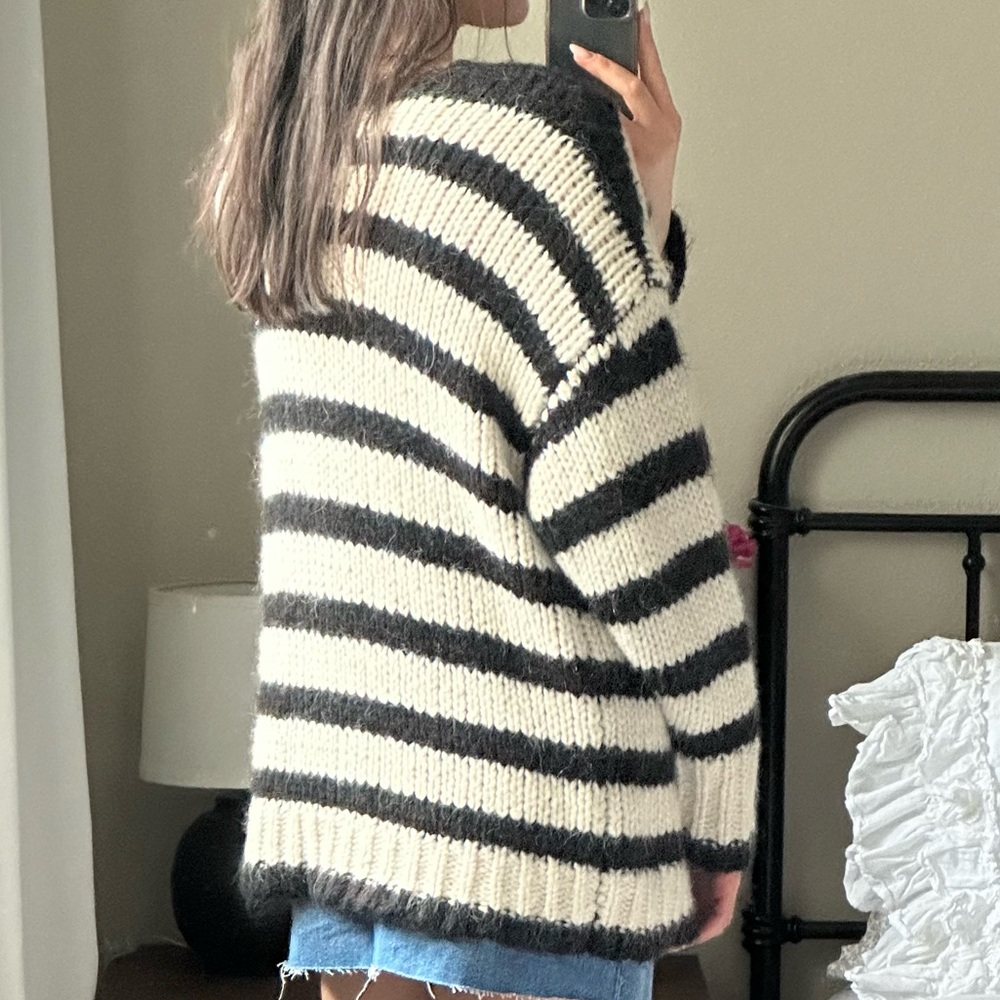 Zara oversized knit stripe wool sweater size small - Picture 6 of 12
